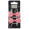 Glamour Spinki do wosw Rowa Kokarda w Kropki 2szt