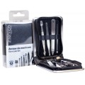 Inter Vion Black Leather zestaw do manicure obcinacz + cki + pilniczek + pseta + noyczki + radeko + spychacz do skrek