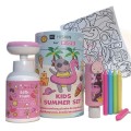Hiskin Kids Summer Pink płyn do kąpieli 75ml + pianka do mycia 300ml + kredki 5szt + kolorowanka  Hiskin Kids Summer Pink płyn do kąpieli 75ml + pianka do mycia 300ml + kredki 5szt + kolorowanka