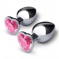B-Vibe Jewel Heart Metal Butt Plug Training korki analne 2szt