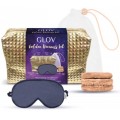 Glov Golden Dreams Satin Sleep Mask maska zuszczajca + Moon Pads & Laundry Bag waciki do twarzy z woreczkiem + kosmetyczka