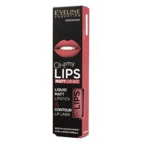 Eveline Oh My Lips Liquid Matt Lipstick&Contour Lip Liner matowa pomadka i konturówka 4,5ml + 03 Rose Nude
