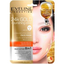 Eveline 24k Gold Nourishing Elixir ultra rewitalizująca maska w płacie 8w1 20ml