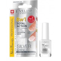 Eveline Nail Therapy Total Action 8w1 skoncentrowana odżywka do paznokci z drobinkami srebra 8w1 12ml