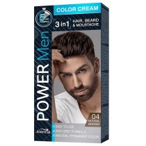 Joanna Power Men Color Cream 3in1 Hair Beard Moustache Farba dla mczyzn 04 Natural Brown 30g