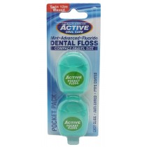 Active Oral Care Mint Dental Floss nić dentystyczna miętowa woskowana z fluorem 2x12 metrów