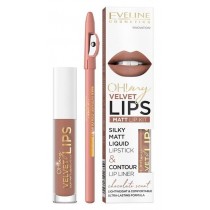 Eveline Oh My Lips Liquid Matt Lipstick&Contour Lip Liner matowa pomadka i konturówka 4,5ml + 14 Choco Truffle