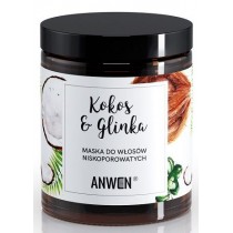 Anwen Maska do włosów niskoporowatych Kokos i Glinka 180ml
