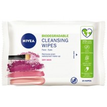 Nivea Cleansing Wipes Face-Eyes biodegradowalne �agodz�ce chusteczki do demakija�u do cery suchej i wra�liwej 25szt