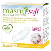Masmi Soft Day Ultra-Thin Pads ultracienkie podpaski na dzie ze skrzydekami z baweny organicznej 10sztuk