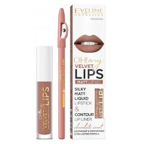 Eveline Oh My Lips Liquid Matt Lipstick&Contour Lip Liner matowa pomadka i konturwka 4,5ml + 14 Choco Truffle