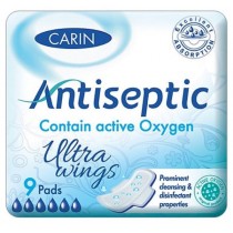 Carin Antiseptic Ultra Wings ultracienkie podpaski ze skrzydekami 9szt