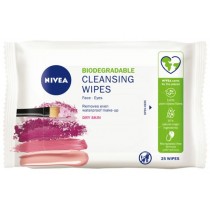 Nivea Cleansing Wipes Face-Eyes biodegradowalne agodzce chusteczki do demakijau do cery suchej i wraliwej 25szt