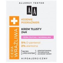 AA Cera Wrażliwa Kojenie Podrażnień krem tłusty 24H do cery suchej i normalnej 50ml