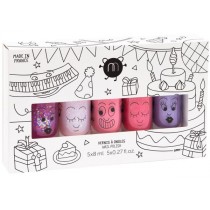 Nailmatic Kids Magic Party zestaw lakierów do paznokci Sheepy 8ml + Polly 8ml + Cookie 8ml + Kitty 8ml + Piglou 8ml
