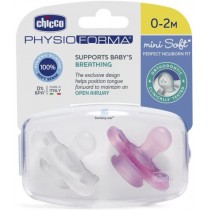 Chicco PhysioForma Smoczek silikonowy uspokajajcy Mini Soft 0-2m Girl 2szt