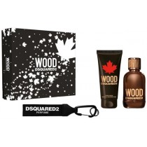 Dsquared2 Wood Pour Homme Woda toaletowa 100ml spray + Żel pod prysznic 100ml + Brelok
