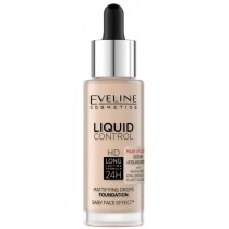 Eveline Liquid Control HD Mattifying Drops Foundation Matujcy podkad do twarzy 002 Soft Porcelain Niacynamid 32ml