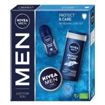 Nivea Men Protect & Care el pod prysznic 250ml + antyperspirant roll-on 50ml + krem uniwersalny 75ml