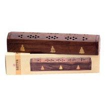 Sattva Ayurveda Incence Wooden Box Buddha pudeko drewniane na kadzido z motywem Buddy
