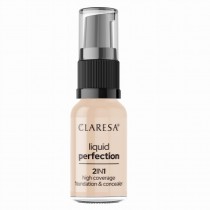 Claresa Liquid Perfection 2in1 korektor i podkład o matowym zakończeniu w płynie 102 Warm Medium 18g