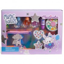 Martinelia Magic Baller Beauty lakier do paznokci 3szt + błyszczyk do ust 1szt + naklejki do paznokci + kosmetyczka