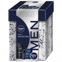 Nivea Deep Collection krem uniwersalny 75ml + antyperspirant roll-on 50ml + żel pod prysznic 250ml + woda po goleniu 100ml