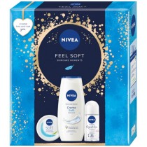 Nivea Feel Soft Original Care antyperspirant roll-on 50ml + Soft krem nawilżajacy 100ml + Creme Soft żel pod prysznic 250ml