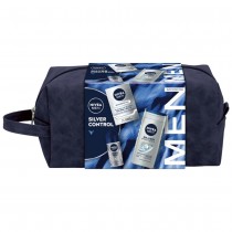Nivea Silver Control balsam po goleniu 100ml + antyperspirant roll-on 50ml + el pod prysznic 250ml + kosmetyczka