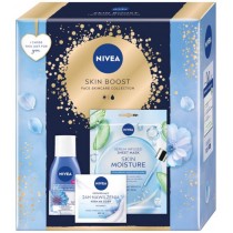 Nivea Skin Boost Skin Moisture maska nawilajca w pachcie + krem na dzie 50ml + pyn do demakijau 125ml