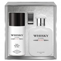 Evaflor Whisky Homme Sport Woda toaletowa 100ml spray + Dezodorant 150ml spray + Klips