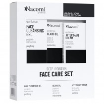 Nacomi Men Fave Care el do mycia twarzy 140ml + olejek do brody 40ml + krem po goleniu 50ml