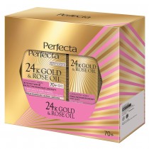 Perfecta 24K Gold & Rose Oil krem na noc 70+ 50ml + krem przeciwzmarszczkowy pod oczy i na powieki 15ml