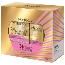 Perfecta 24K Gold & Rose Oil krem na noc 80+ 50ml + krem przeciwzmarszczkowy pod oczy i na powieki 15ml