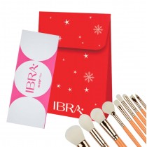 Ibra pędzle do makijażu 9szt + paleta 3 rozświetlaczy Glow Trio + Torebka prezentowa