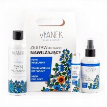 Vianek Zestaw Do Twarzy Nawilżający tonik - mgiełka 150ml + krem pod oczy 15ml + płyn micelarny 200ml