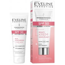Eveline Bogaty Krem nawilżający SPF50 + Kwas Hialuronowy do cery normalnej i suchej 30ml