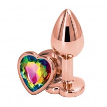 Nsnovelties Rear Assets Heart S Rainbow korek analny z krysztakiem w ksztacie serca Rose Gold