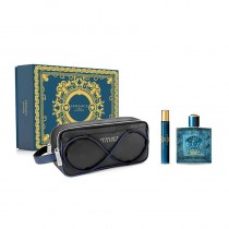 Versace Eros Pour Homme Woda perfumowana 100ml spray + Woda perfumowana 10ml spray + kosmetyczka