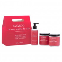 Sylveco Zimowy Zestaw Do Ciała Czerwony peeling do ciała 265ml + żel pod prysznic 150ml + olejek do ciała 250ml