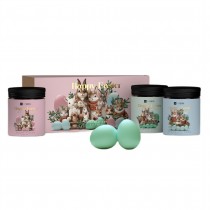 Hiskin Happy Easter wieca sojowa Chocolate Eggs 200ml + wieca sojowa Garden Party 200ml + wieca sojowa Bunny Kisses 200ml