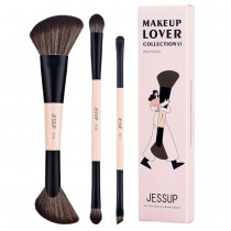 Jessup Makeup Lover Collection 6-in-3 Duo-End Travel Brush Collection zestaw 3 pdzli do makijau 1507