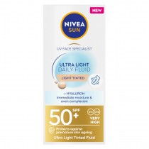 Nivea Sun Ultra Light Daily Fluid SPF50+ krem przeciwsoneczny z pigmentem Jasny 40ml