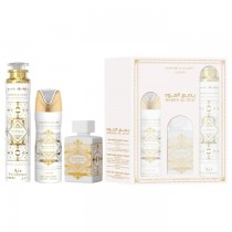 Lattafa Honor & Glory Badee Al Oud Woda perfumowana 100ml spray + Dezodorant 200ml spray + Odwieacz powietrza 300ml