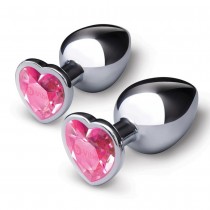 B-Vibe Jewel Heart Metal Butt Plug Training korki analne 2szt
