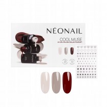Neonail Cool Muse Cranberry Charm + Muted Taupe + Days Without Pressure 3 x lakier hybrydowy 3ml + naklejki do paznokci