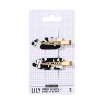 Sister young Lily Makeup Hair Clips klipsy do wosw Black & White 2szt