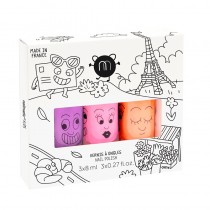 Nailmatic Kids Paris Neon zestaw lakierw do paznokci Marshi 8ml + Dolly 8ml + Flamingo 8ml