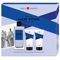Coty Pret A Porter Fashion Man New York Woda koloska 100ml spray + Balsam do ciaa 50ml + el pod prysznic 50ml