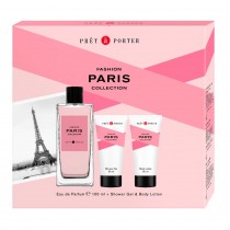 Coty Pret A Porter Fashion Paris Woda perfumowana 100ml spray + Balsam do ciaa 50ml + el pod prysznic 50ml